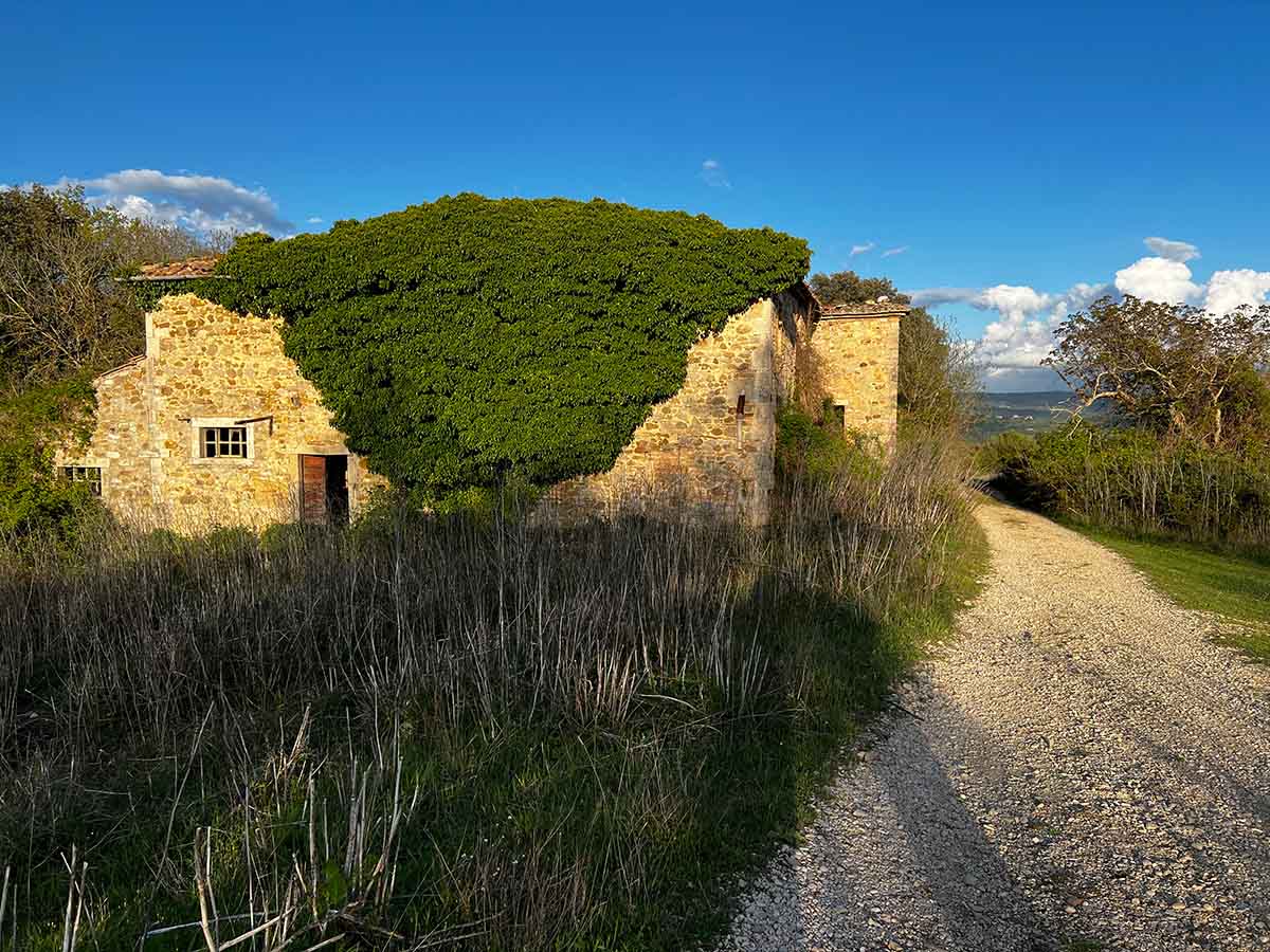 La casa abbandonata sul sentiero per la Roccaccia di Titignano a Orvieto e Todi in Umbria